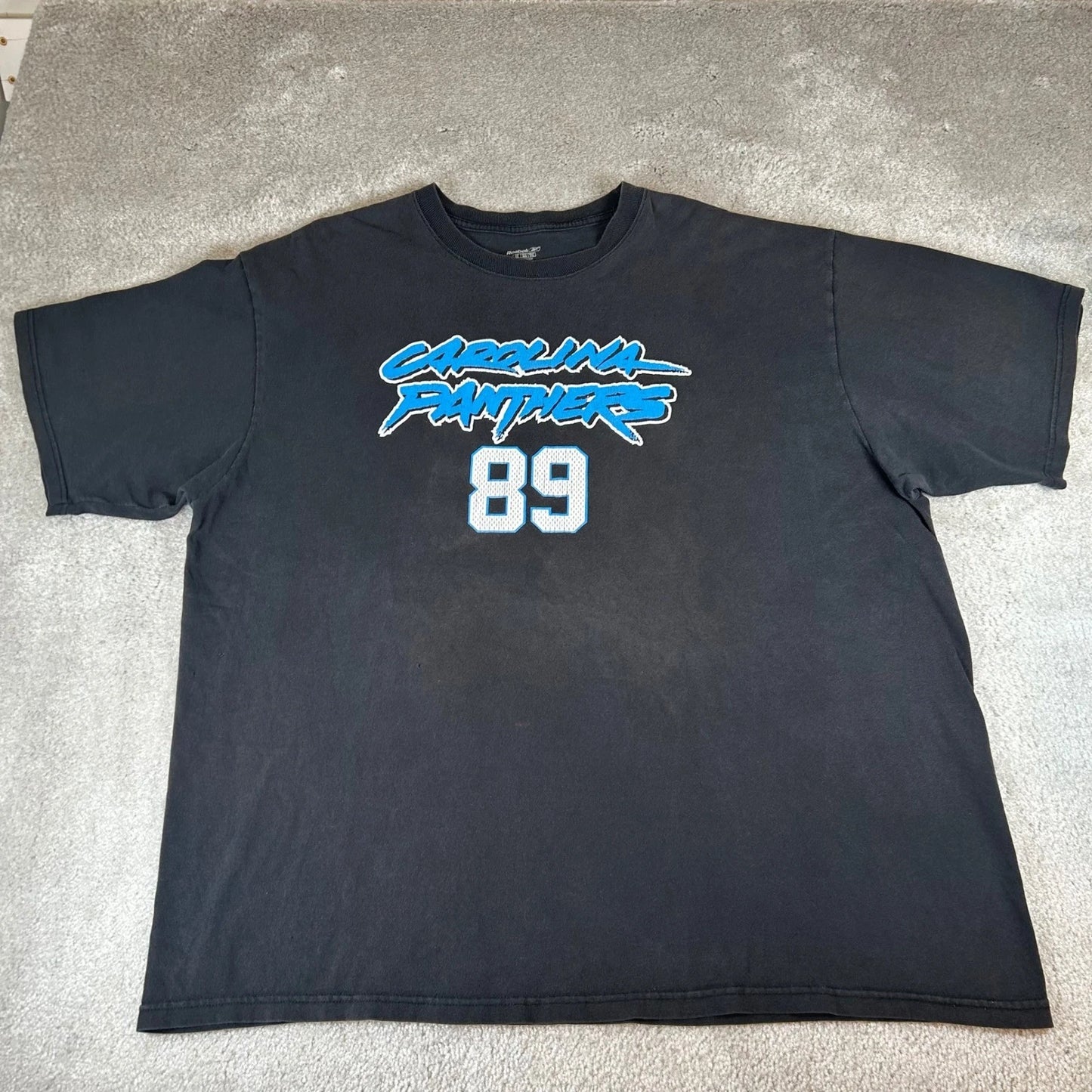 VTG Reebok Carolina Panthers T-Shirt Mens 2XL Black Steve Smith 89 Graphic Tee