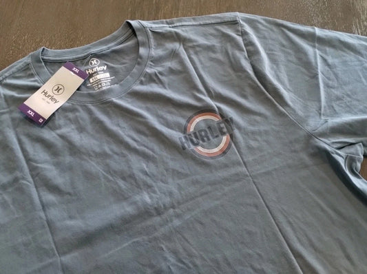 Hurley Ultra Soft Tagless 2-Sided Graphic T Shirt (Men's XXL) Slate Blue Tee NEW