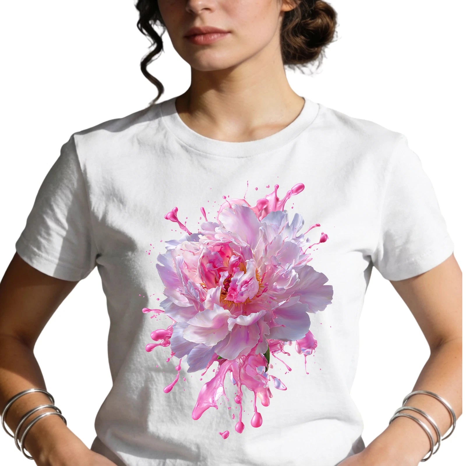 Pink Peony Graphic Tee  | Women Floral Tee | Aesthetic Flower Shirt Gift Idea