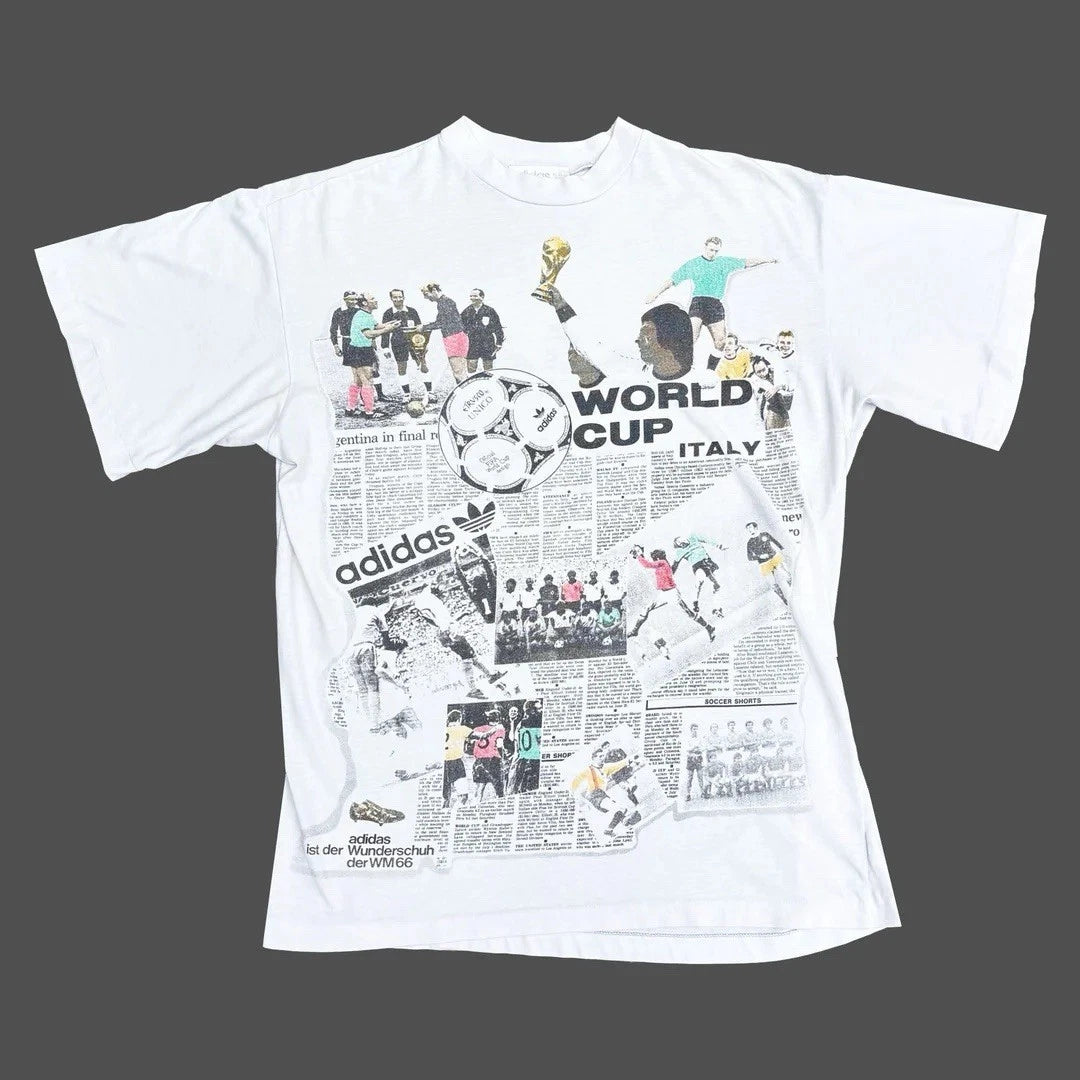 Adidas World Cup 1990 90s Vintage Italy Rare Soccer Football Graphic T-Shirt