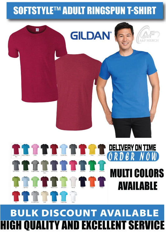 GILDAN Ringspun T-Shirt Plain Casual Sports Soft Style stag do hen Unisex GD001