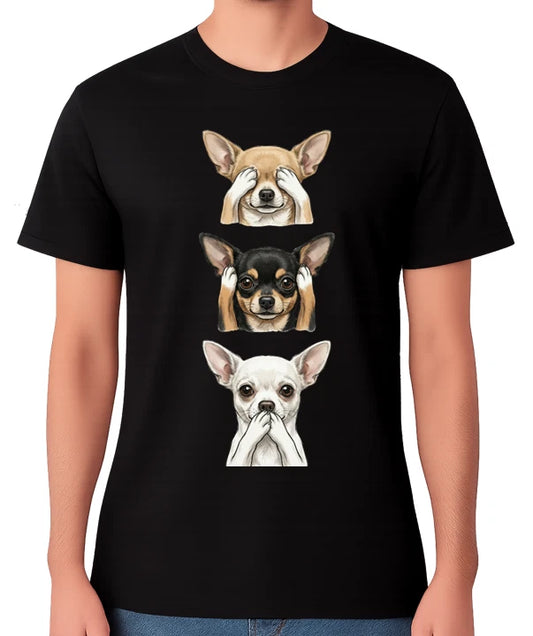 Chihuahua See No Evil Hear No Evil Speak No Evil Dog Unisex T-Shirt