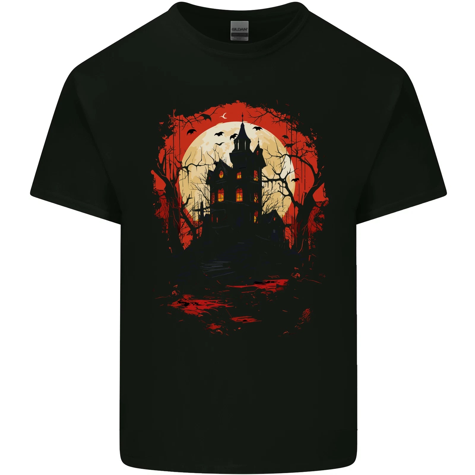 Haunted House Halloween Spooky Mens Light Cotton T-Shirt