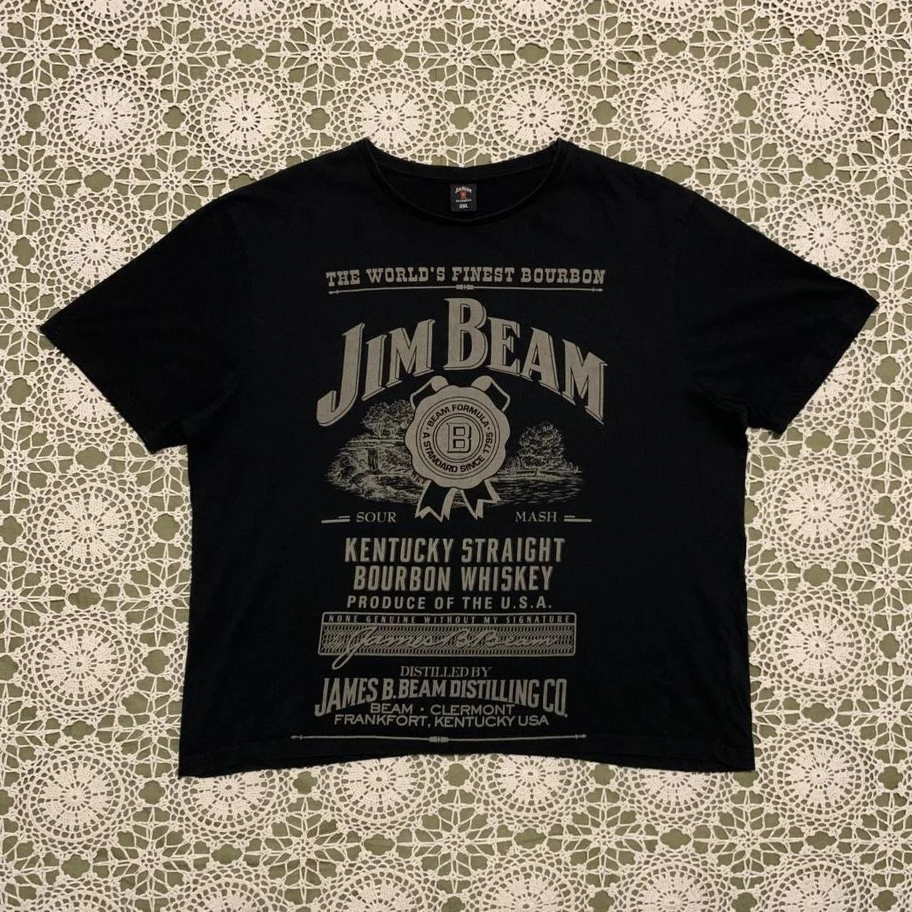 VINTAGE Jim beam burbon whiskey Big print boxy fit graphic Tshirt size 2XL