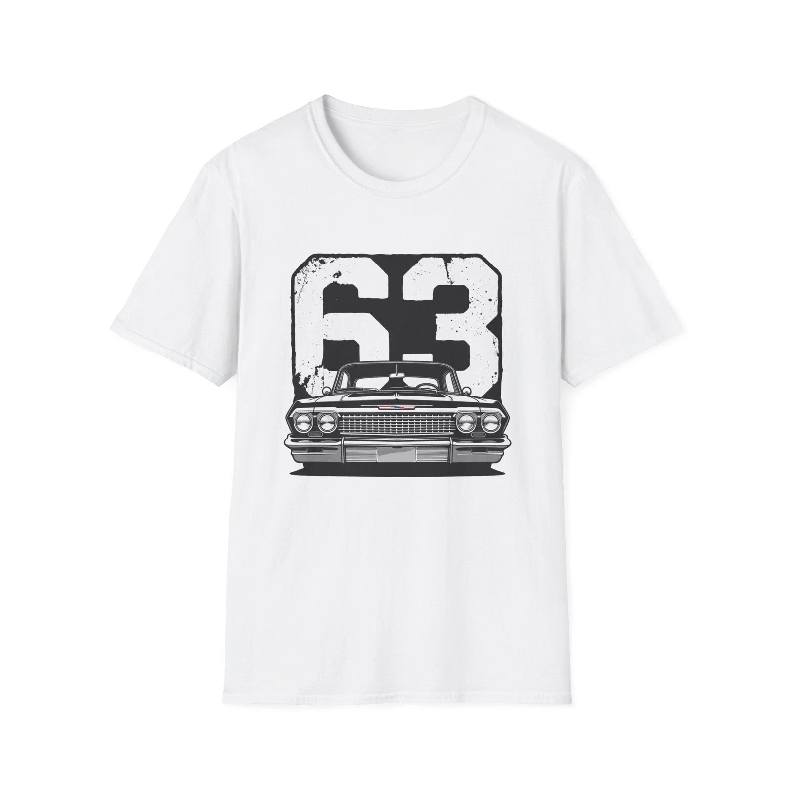 63 Impala Classic Lowrider Style Car Distressed Graphic Vintage T-Shirt
