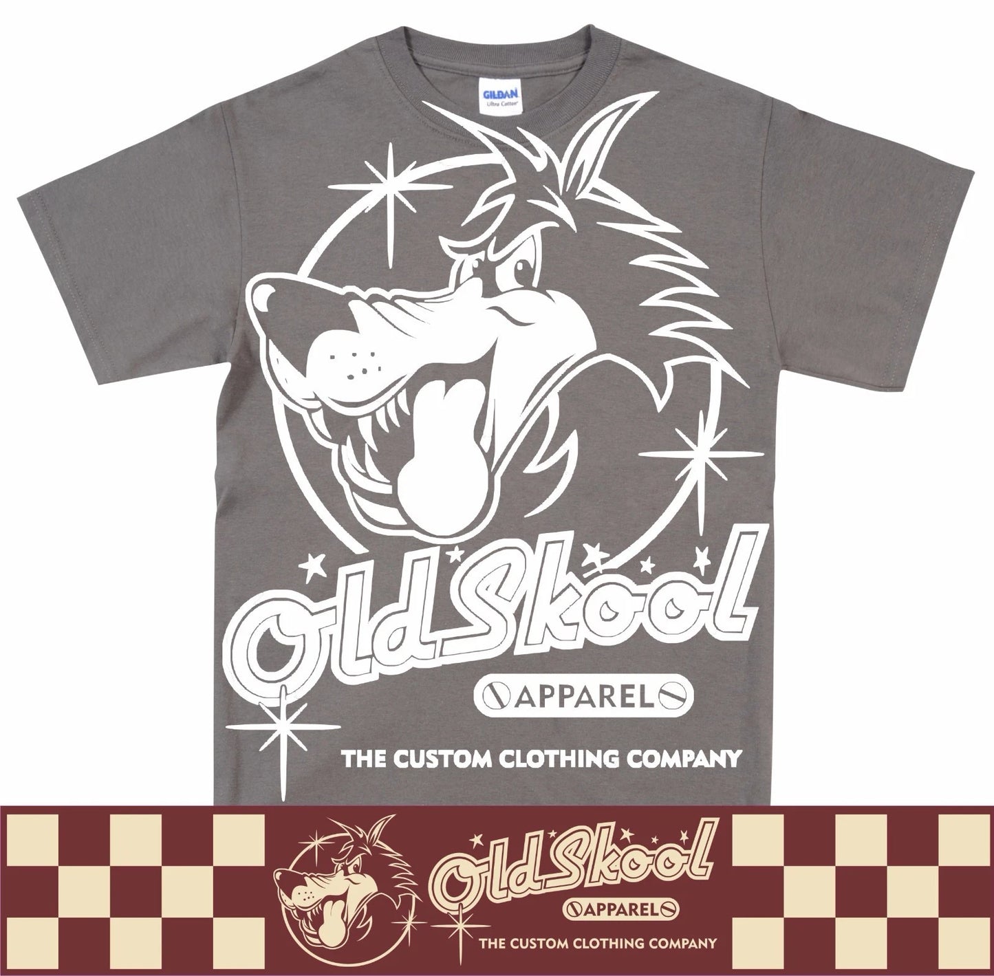 OldSkool White Wolf Design Retro Classic Car T Shirt Hot Rod Biker S-5XL