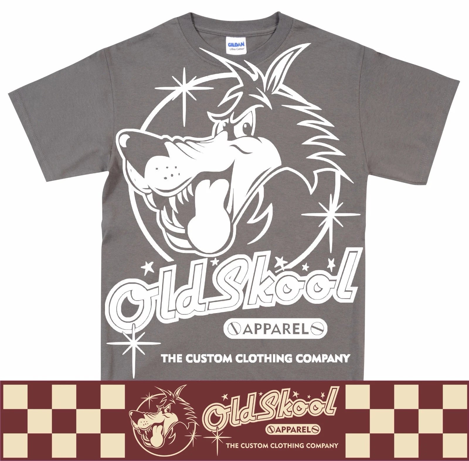 OldSkool White Wolf Design Retro Classic Car T Shirt Hot Rod Biker S-5XL