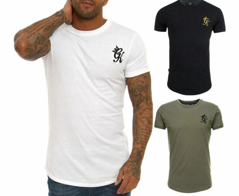 Gym King Men's Curved Hem Long-line Slim Fit TEE Shirt