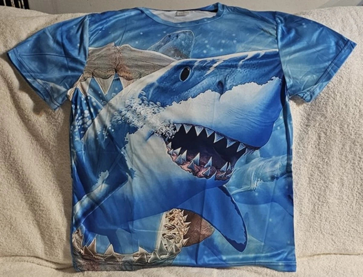SHARK GREAT WHITE OCEAN WATER TEETH SCARY HORROR T-SHIRT SHIRT
