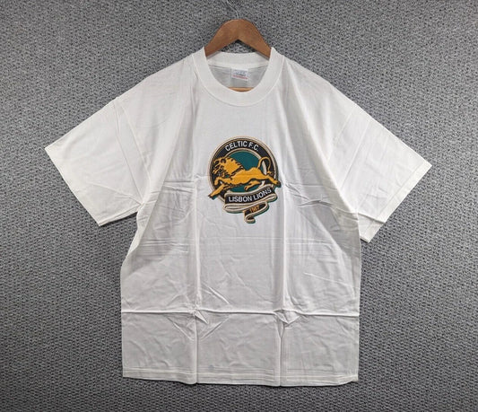 Celtic FC The Lisbon Lions Vintage White Graphic Print Screen Stars T-shirt - XL