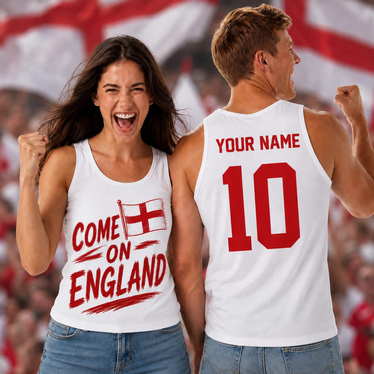 Personalised Come On England Men Women Football Vest