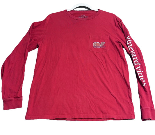 Vineyard Vines Shirt Red Men’s Small Football Whale Long Sleeves