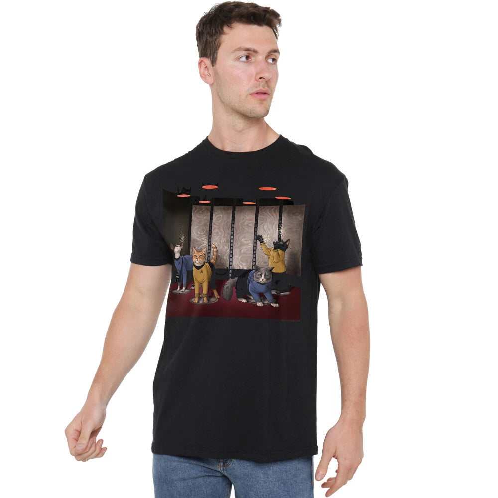 Star Trek Beam Meow Up T-Shirt S-5XL, Black