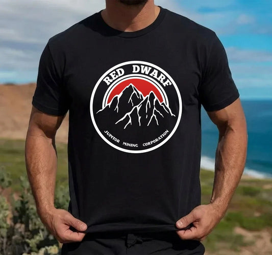 Red Dwarf Jupiter Mining Corporation T-Shirt - Vintage 80s Scifi TV Show Tee Top