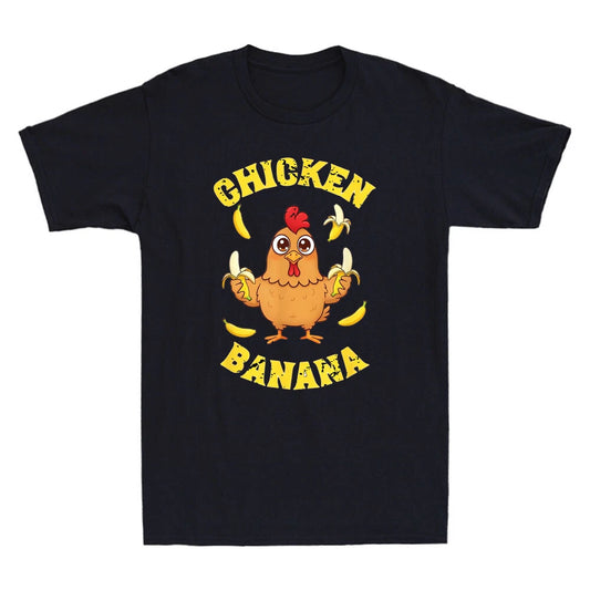Chicken Banana Funny Chicken Hold Banana Cartoon Meme Men's Short Sleeve T-Shirt