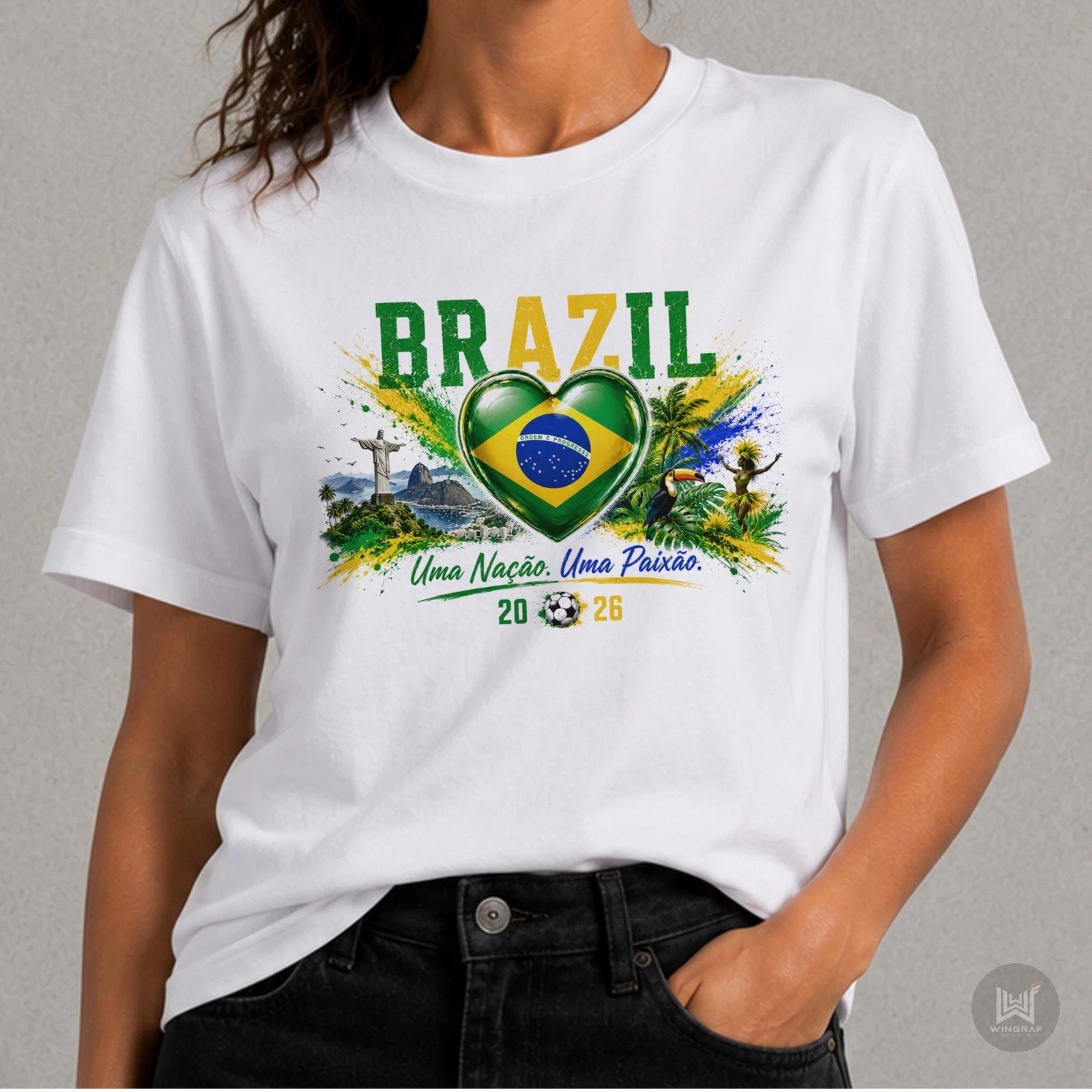 Brazil t shirt 2026 flag football tee gift Brasil heart soccer fan top all sizes