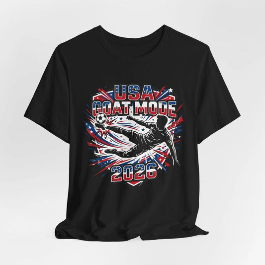 USA GOAT Mode 2026 T Shirt Patriotic Soccer Graphic Tee Retro Football Fan Appar