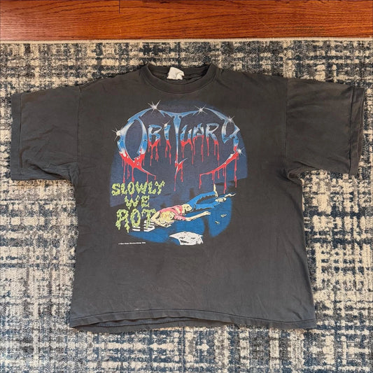1992 OBITUARY SLOWLY WE ROT Vintage T-Shirt Reprint