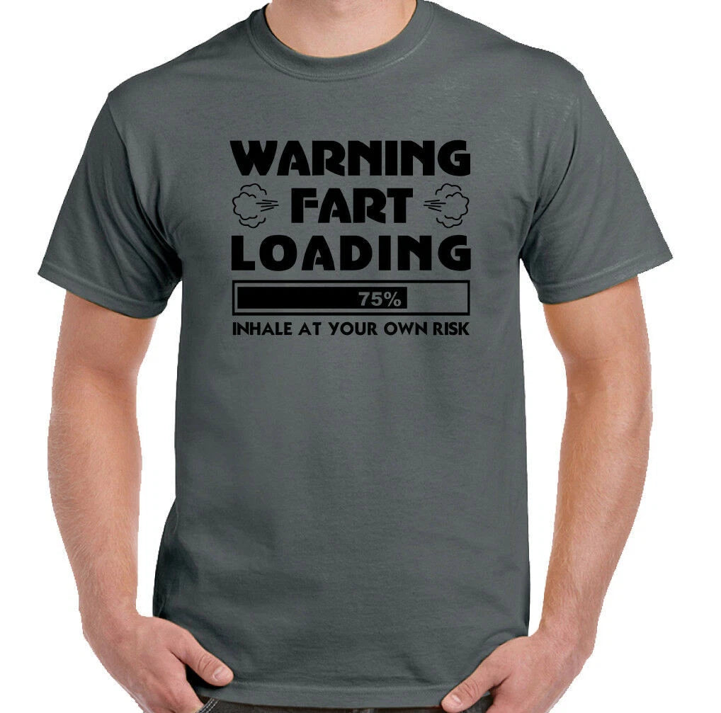 FARTING T-Shirt Mens Funny Warning Fart Loading Flatulence Joke Fathers Day Xmas
