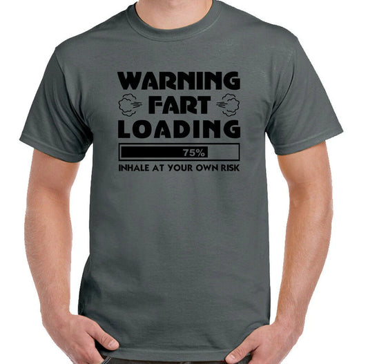 FARTING T-Shirt Mens Funny Warning Fart Loading Flatulence Joke Fathers Day Xmas