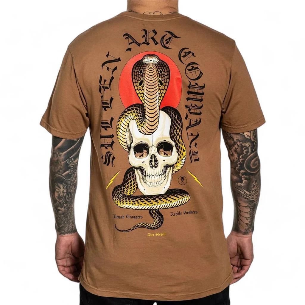 Men's Sullen Art Co King Cobra Snake Skulls Tattoo Biker Tee T-Shirt S-4XL
