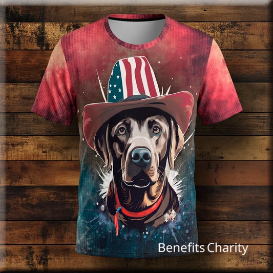USA Patriot Dog - Distressed American Themed Grunge T Shirt