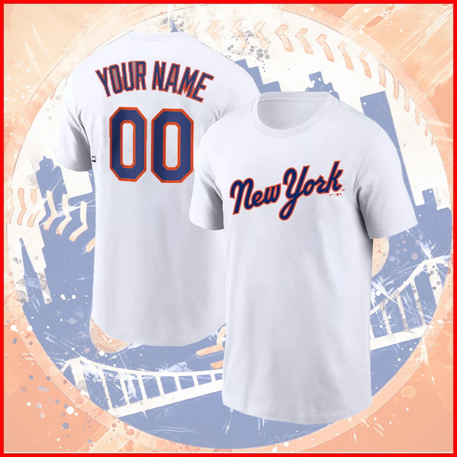 Personalized New York Baseball Team Name & Number Custom 2025 Fanmade FASTSHIP