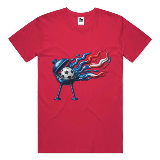 USA America Soccer Festive Grill Master Party T-Shirt Cooks A Soccer Ball