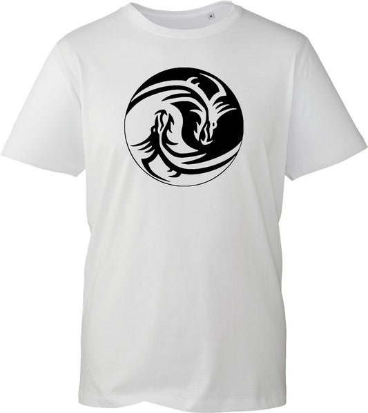 Yin Yang Dragon T Shirt Black Cotton Graphic Tee Martial Arts Casual Top New