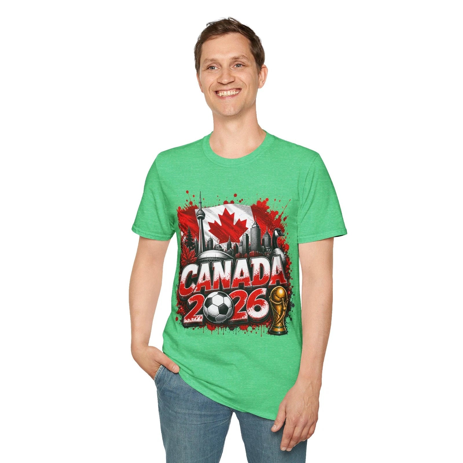 Canada 2026 Soccer Skyline T-Shirt | Maple Leaf CN Tower