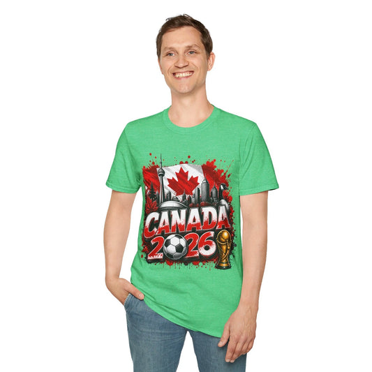 Canada 2026 Soccer Skyline T-Shirt | Maple Leaf CN Tower