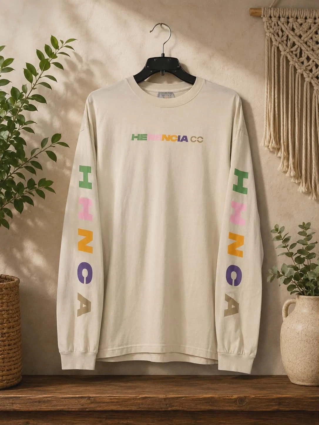 Herencia Collection XL Long Sleeve Shirt Si Dios Quiere Cream Graphic Tee...