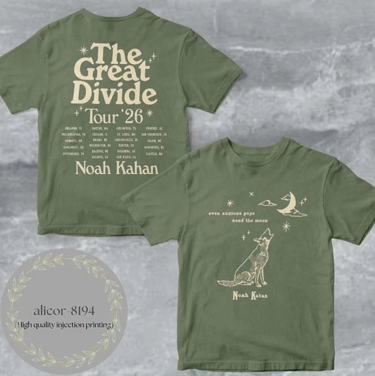 Noah Kahan Orbiter Howling Pup T-Shirt Great Divide 2026 North America Tour Tee