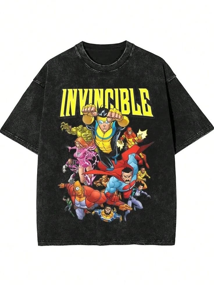 Invincible Superhero Comic Vintage Wash T shirt