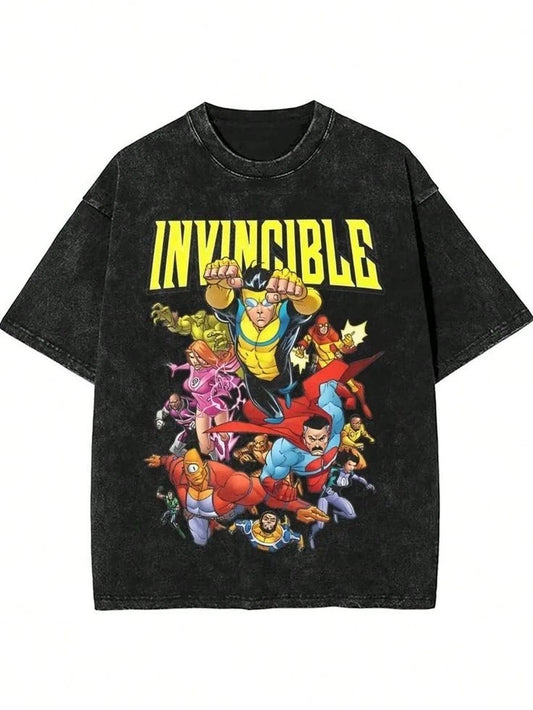 Invincible Superhero Comic Vintage Wash T shirt