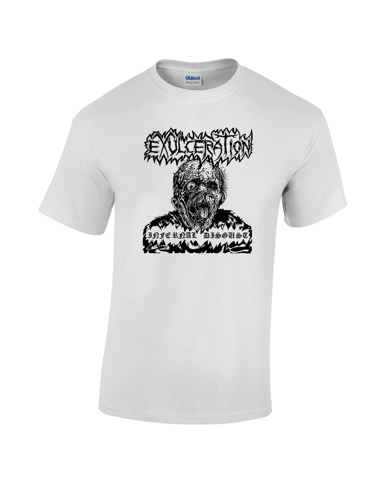 EXULCERATION Infernal Disgust T-shirt BLACK Print WHITE Shirt osdm hemdale denak