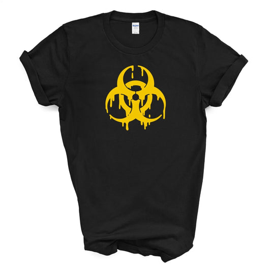 Dripping Yellow Biohazard Symbol T-SHIRT - Black