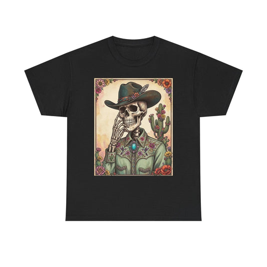 Cowboy Skeleton Tee | Western Skull, Cactus, Vintage Tattoo Art