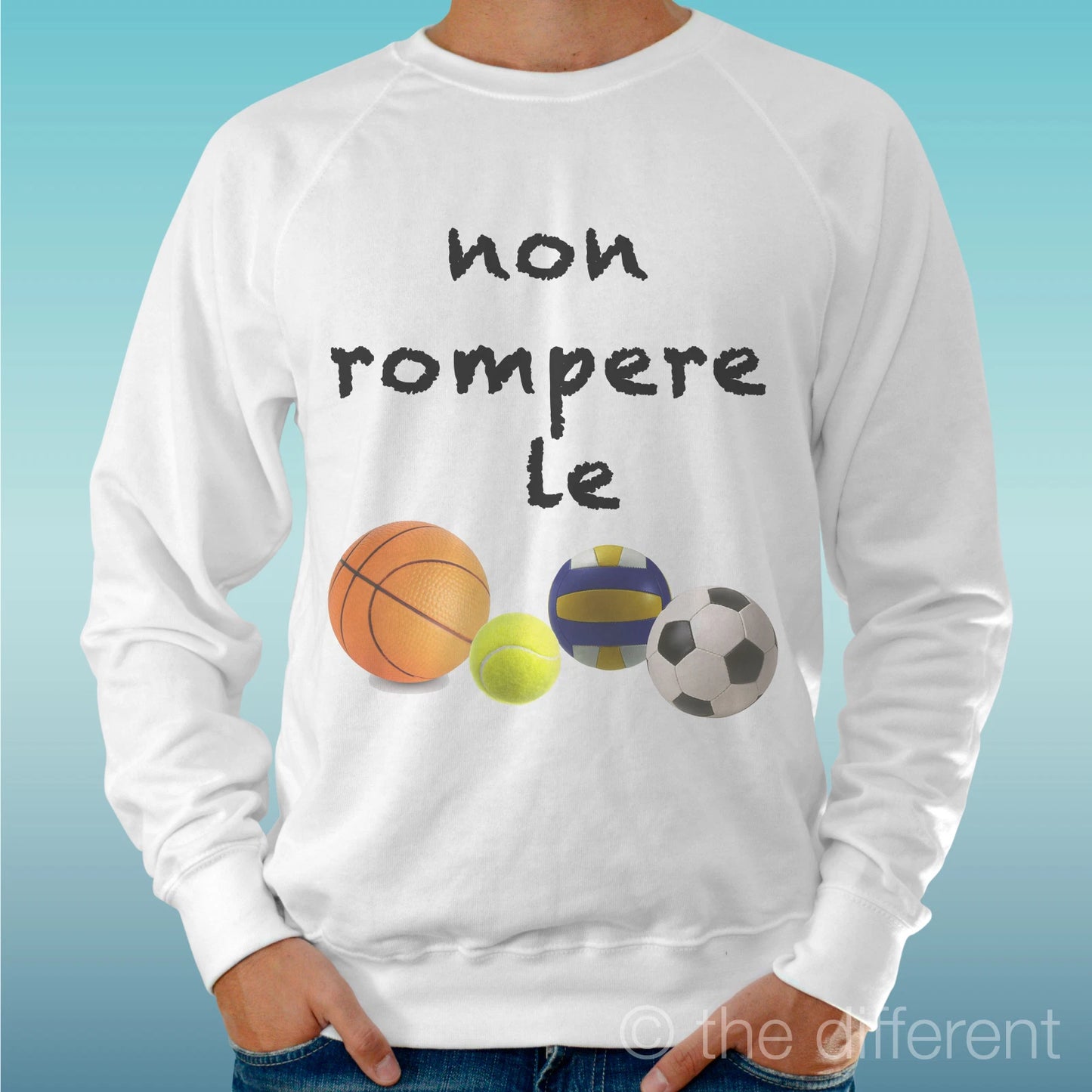 Felpa Man Light Sweater White " Non Rompere All Balls " Road To Happiness