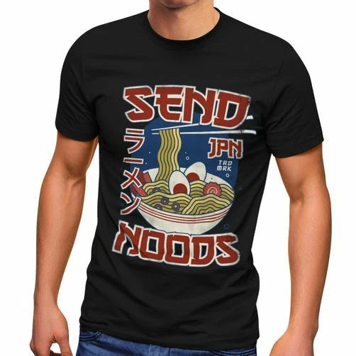 Ramen Noodles Japanese Script Parody Sent Noods Fashion Mens T-Shirt