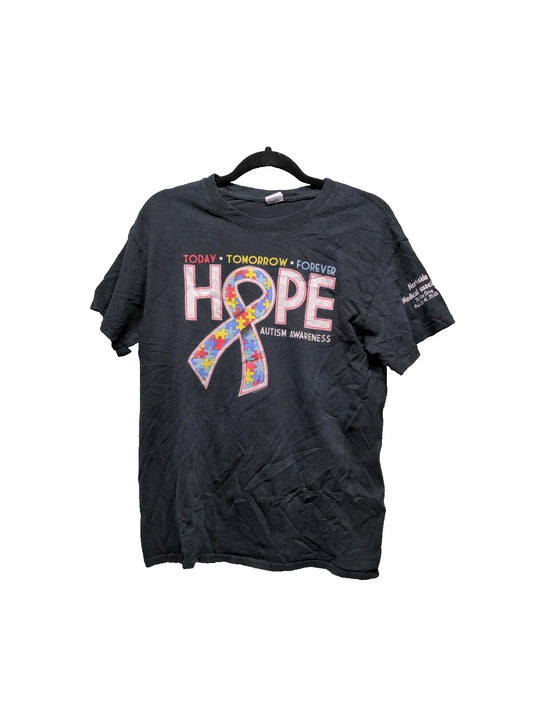 House T-Shirt Short Sleeve Crew Neck Solid Black Casual Size M