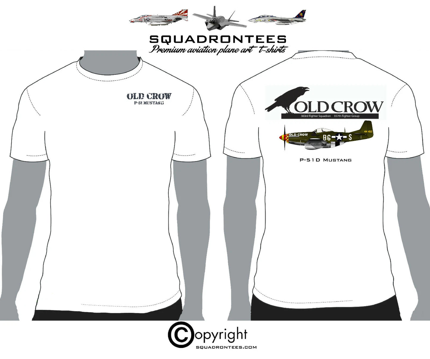P-51 Mustang Old Crow - Premium Plane Art T-Shirt