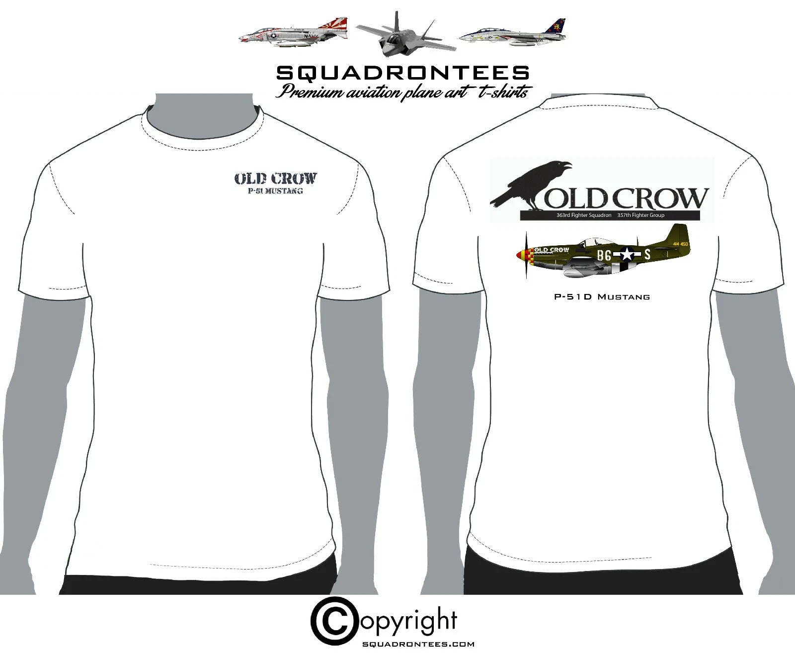 P-51 Mustang Old Crow - Premium Plane Art T-Shirt