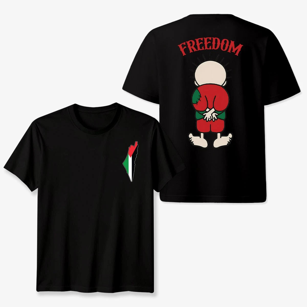 Free Palestine T-Shirt Gaza Freedom Palestinian Map Solidarity Tee Adults Kids