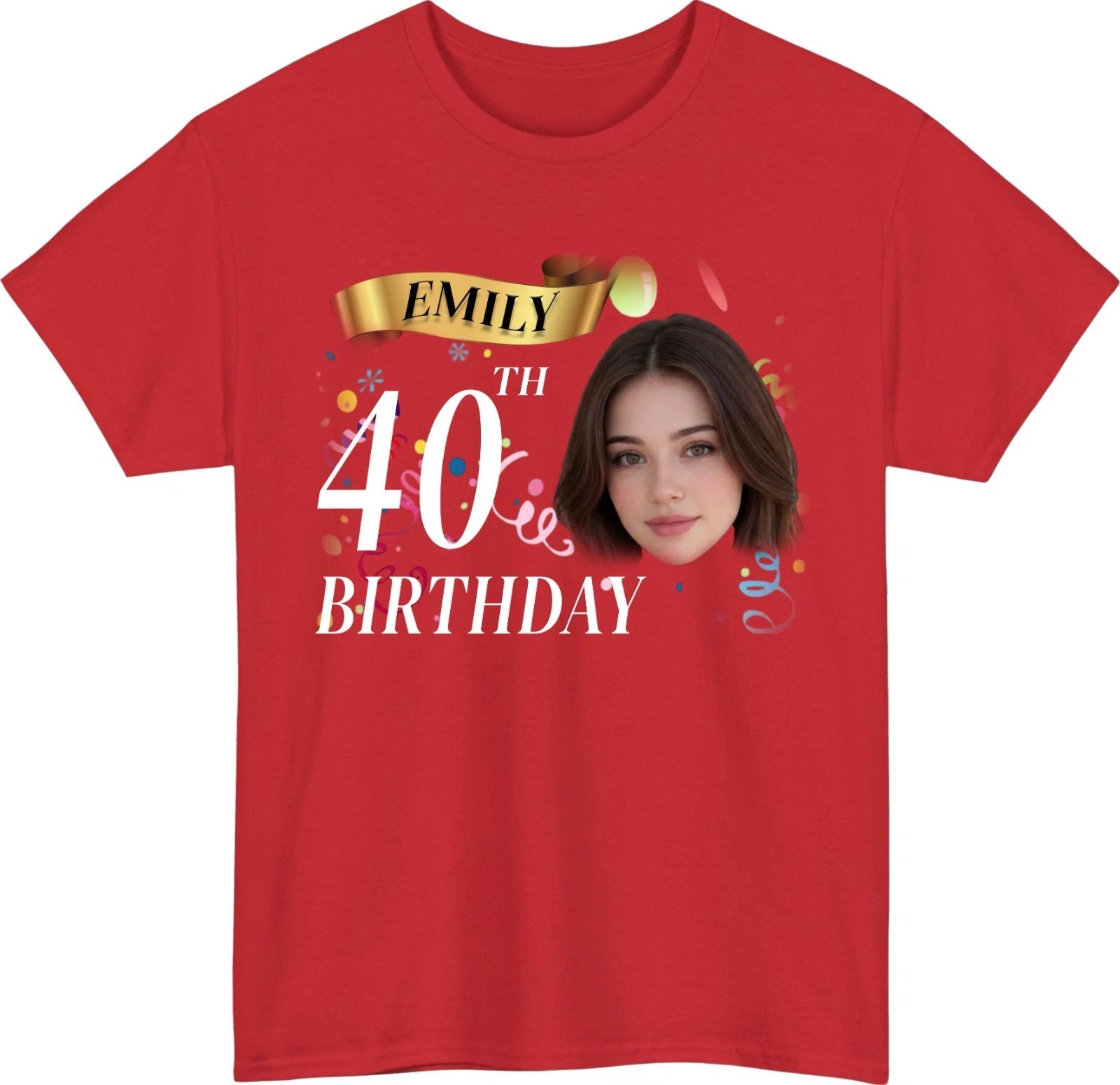 Personalised Birthday Crew T Shirt Custom Name Photo Age Matching Party Gift Top