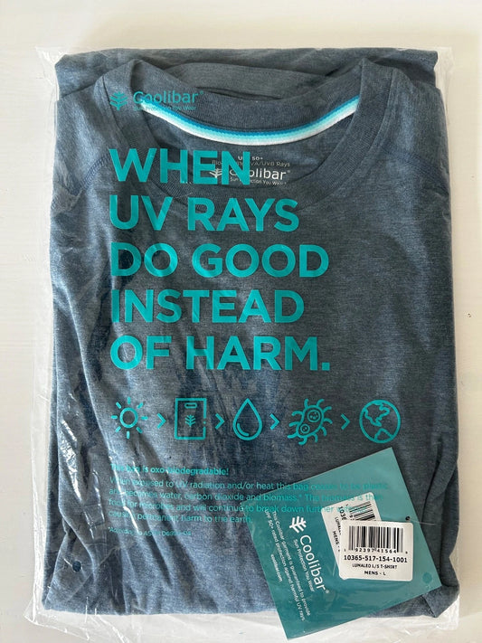 Coolibar Men's LumaLeo Long Sleeve T-Shirt / Thumbholes | LT Blue | Cotton NIB