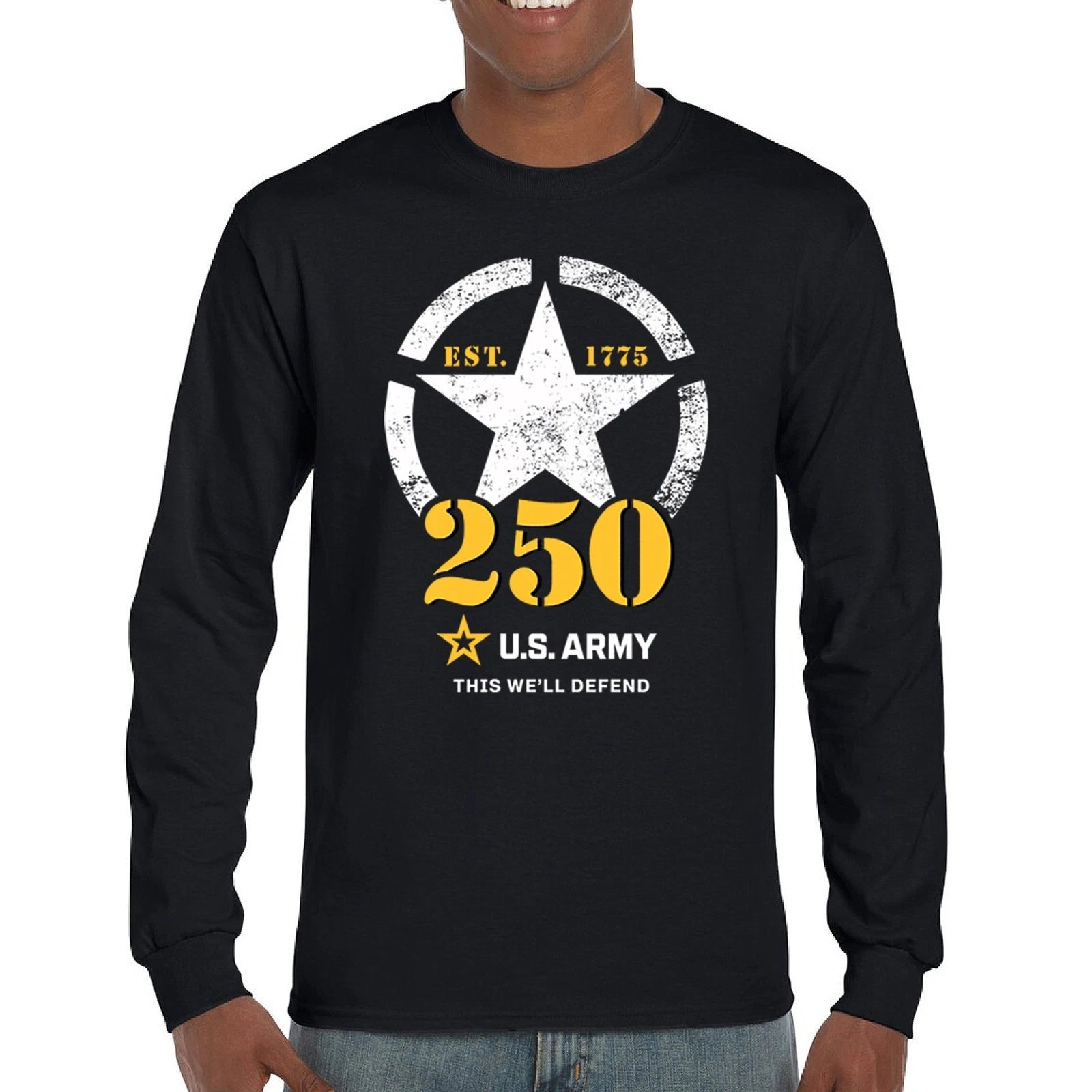 US Army 250th Anniversary Long Sleeve T-shirt Military Veteran American Pride