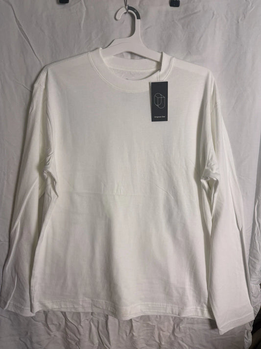 Original Use Casual Long Sleeve Cotton Crew Neck Mens T-Shirt White Size M