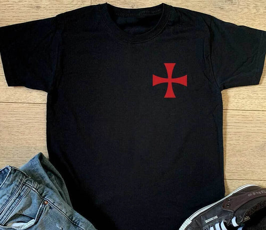 Knights Templar POCKET T Shirt Medieval Knight Teutonic Crusader Creed Gift Top