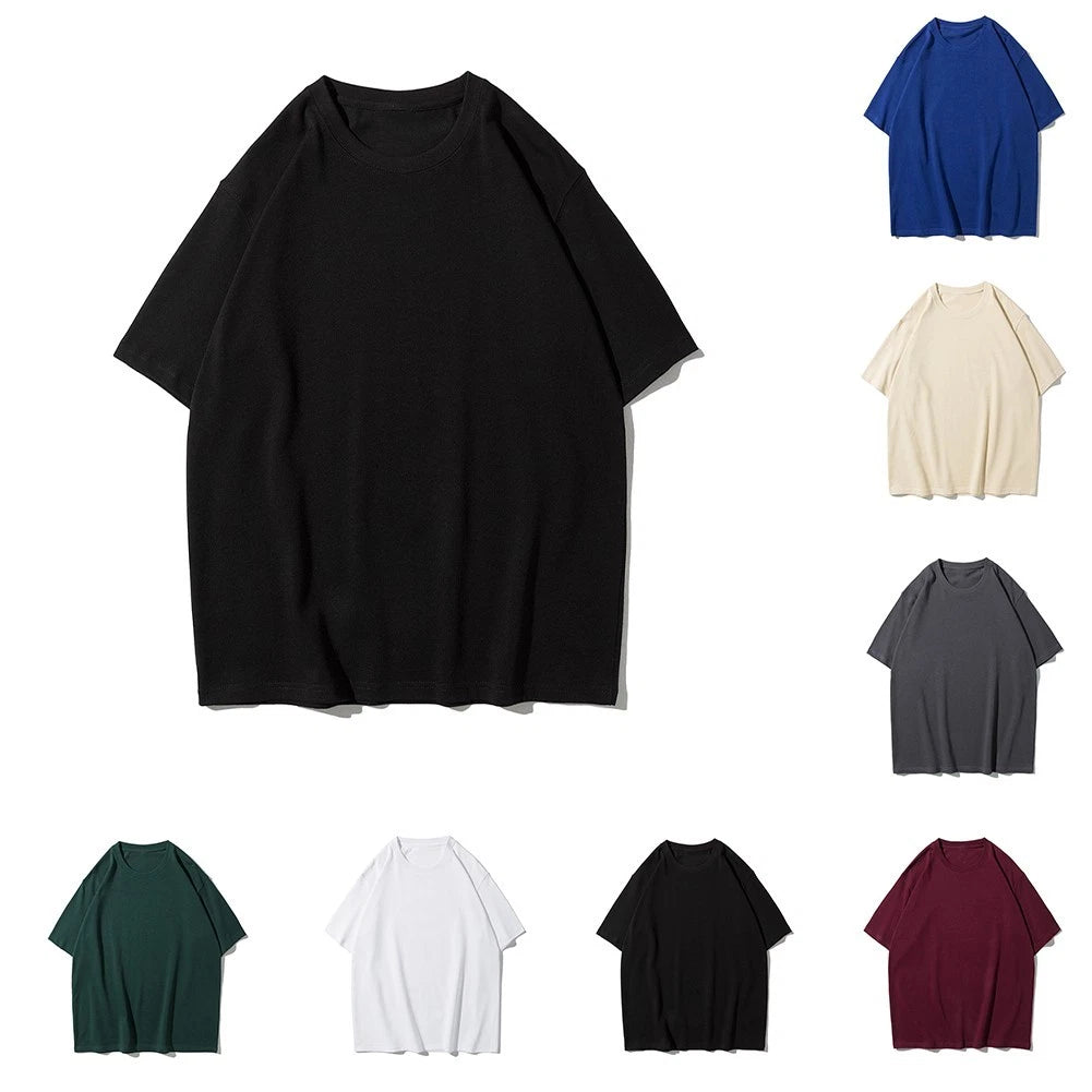 Round Neck Short Sleeve Polyester T-Shirt for Men Solid Color Casual Daily Wear